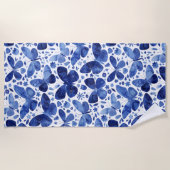 蝶の水色ブルー ビーチタオル (正面)