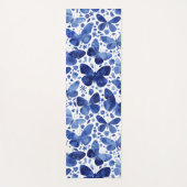 蝶の水色ブルー ヨガマット (正面)