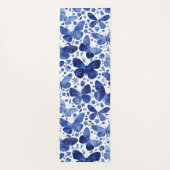 蝶の水色ブルー ヨガマット (裏面)