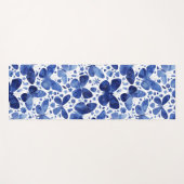 蝶の水色ブルー ヨガマット (正面(横))