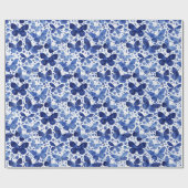 蝶の水色ブルー ラッピングペーパー (フラット)