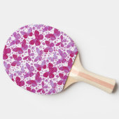 蝶の水色マゼンタピンクパターン 卓球ラケット (横)