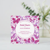 蝶の水色マゼンタピンクブライダルシャワー 招待状 (スタンド正面)