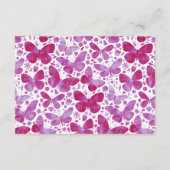 蝶の水色マゼンタピンク結婚の詳細 エンクロージャーカード (裏面)