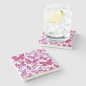 蝶の水色マゼンタピンク ストーンコースター (横)