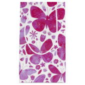 蝶の水色マゼンタピンク スモールペーパーバッグ (正面)