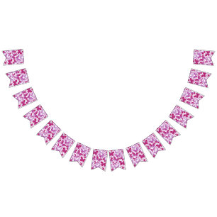 蝶の水色マゼンタピンク バンティングフラッグ