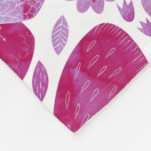 蝶の水色マゼンタピンク フリースブランケット (角)