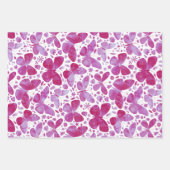 蝶の水色マゼンタピンク ラッピングペーパーシート (正面2)