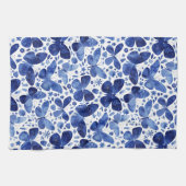 蝶の水色(青と白) キッチンタオル (横)