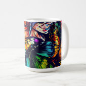 蝶の油絵スタイルデザイン11コーヒーマグ コーヒーマグカップ (正面右)