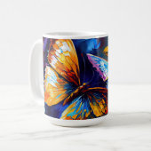蝶の油絵スタイルデザイン3コーヒーマグ コーヒーマグカップ (正面左)