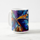 蝶の油絵スタイルデザイン9コーヒーマグ コーヒーマグカップ (正面左)