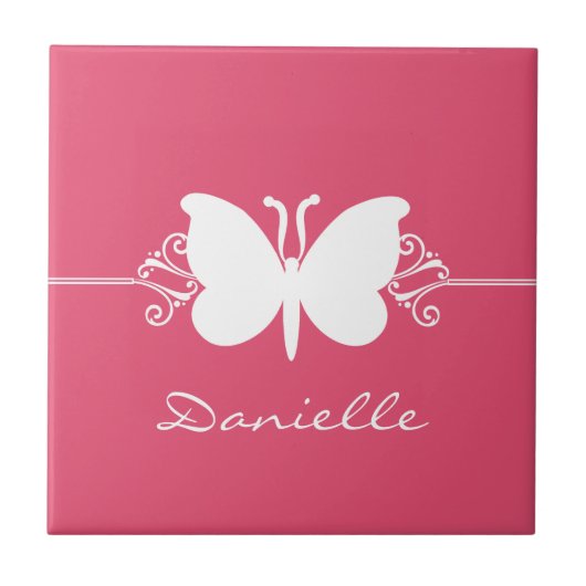 蝶の渦巻きタイル、ピンク タイル (正面)