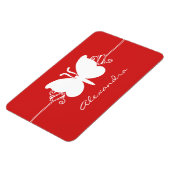 蝶の渦巻きプレミアムマグネット、赤 マグネット (左側)