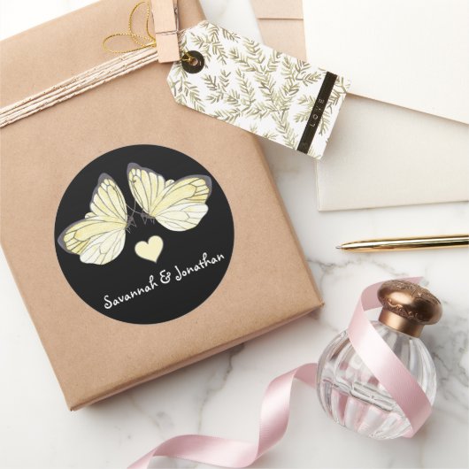 蝶の渦巻き紫 ラウンドシール (ギフト)