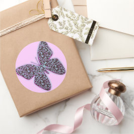 蝶の渦巻き紫 ラウンドシール