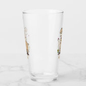 蝶の漫画と可愛い幸せなアルパカ タンブラーグラス (左)