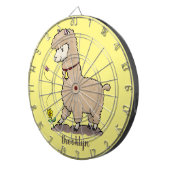 蝶の漫画と可愛い幸せなアルパカ ダーツボード (正面右)