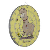 蝶の漫画と可愛い幸せなアルパカ ダーツボード (正面左)