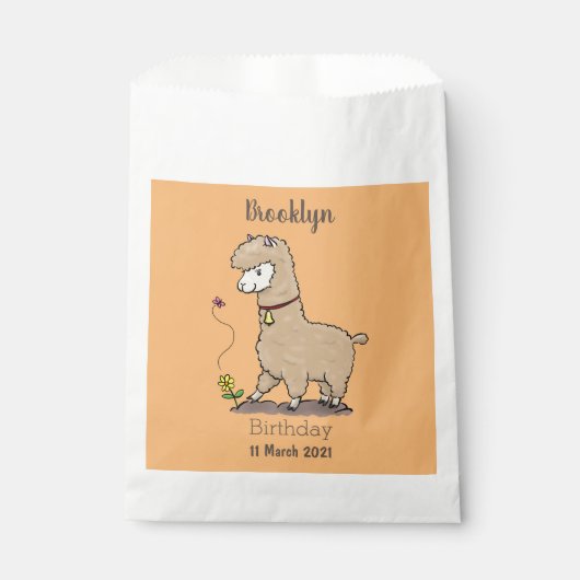 蝶の漫画と可愛い幸せなアルパカ フェイバーバッグ (正面)