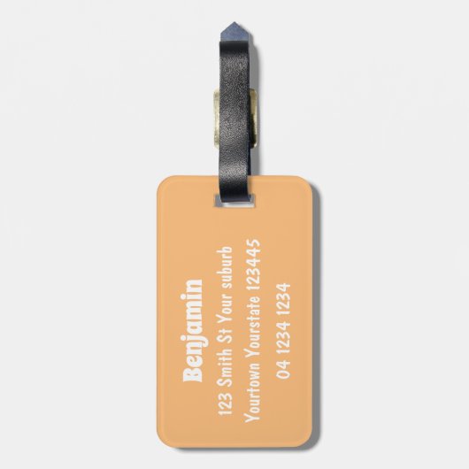 蝶の漫画と可愛い幸せなアルパカ ラゲッジタグ (裏面縦)