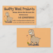 蝶の漫画と可愛い幸せなアルパカ 名刺 (正面/裏面)