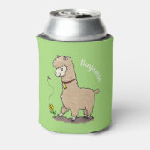蝶の漫画と可愛い幸せなアルパカ 缶クーラー (缶裏面)