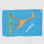 蝶の漫画と可愛い幸せなキリン ゴルフタオル (横)