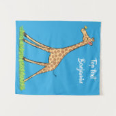 蝶の漫画と可愛い幸せなキリン タペストリー (正面(横))