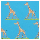 蝶の漫画と可愛い幸せなキリン ファブリック (クローズアップ)