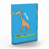 蝶の漫画と可愛い幸せなキリン フォトブロック (左)