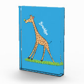 蝶の漫画と可愛い幸せなキリン フォトブロック (右)