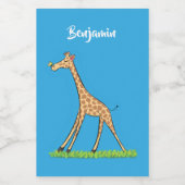 蝶の漫画と可愛い幸せなキリン フードラベル (シングルラベル)