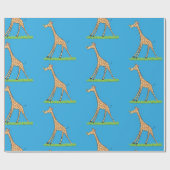 蝶の漫画と可愛い幸せなキリン ラッピングペーパー (フラット)