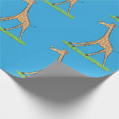 蝶の漫画と可愛い幸せなキリン ラッピングペーパー (角)