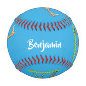 蝶の漫画と可愛い幸せなキリン 野球ボール (正面)