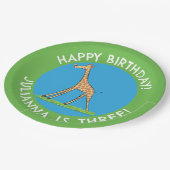 蝶の漫画の誕生日と可愛いキリン ペーパープレート (アングル)