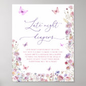 蝶の牧草地の赤ちゃんシャワー深夜おむつ ポスター (正面)