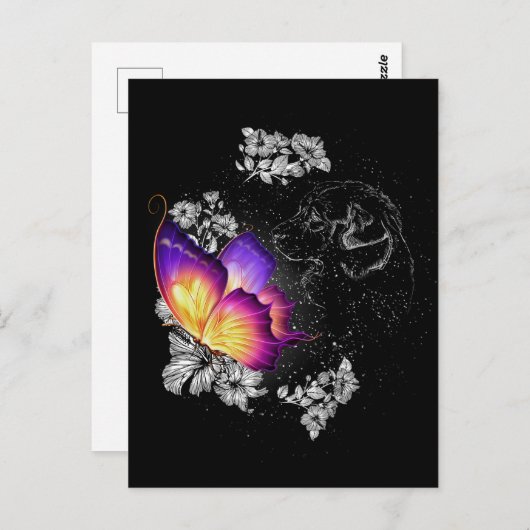 蝶の犬と天国記念碑のビーグル犬 ポストカード (正面/裏面)