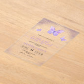 蝶の生涯のブライダルシャワー招待 アクリル招待状 (レイダウン)