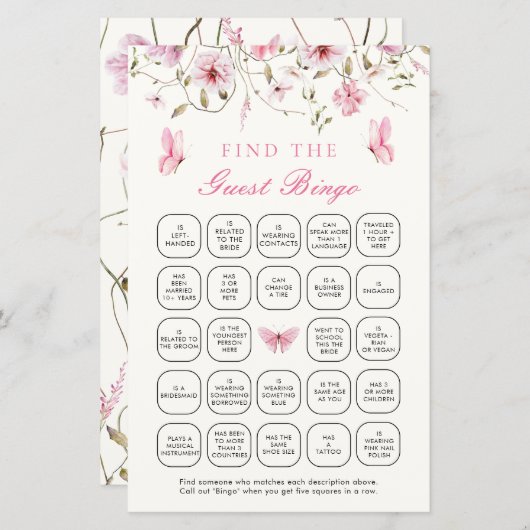 蝶の生涯ゲストビンゴゲームを見つける (正面/裏面)