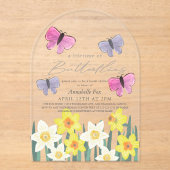 蝶の生涯ダッフォジルブライダルシャワー アクリル招待状 (正面)