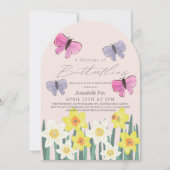 蝶の生涯ダッフォジルブライダルシャワー 招待状 (正面)