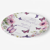 蝶の生涯パープルブライダルシャワー ペーパープレート (アングル)