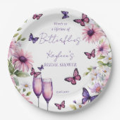 蝶の生涯パープルブライダルシャワー ペーパープレート (正面)