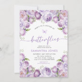 蝶の生涯パープルブライダルシャワー 招待状 (正面)