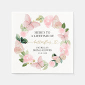 蝶の生涯ピンクのブライダルシャワー スタンダードカクテルナプキン (正面)