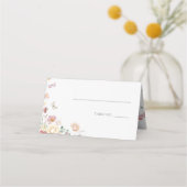 蝶の生涯ピンクフローラブライダルシャワー プレイスカード (正面)