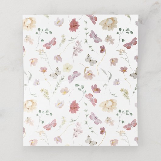 蝶の生涯ピンクフローラブライダルシャワー プレイスカード (内部開封)